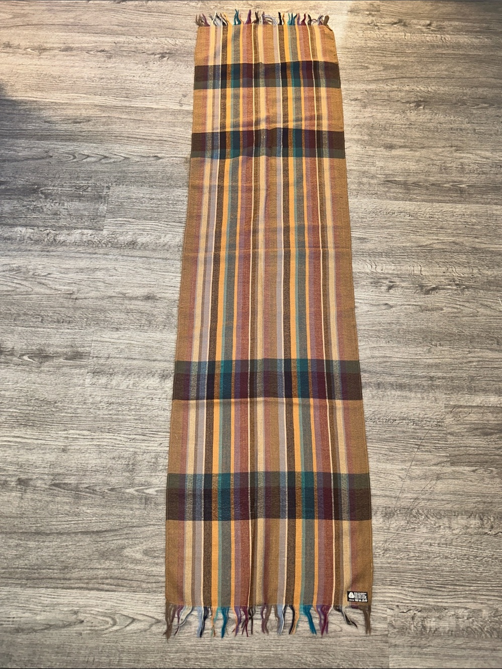 Vintage Sanger-Harris Italian Wool Plaid Scarf 70” Academia Fringe - Picture 2 of 8
